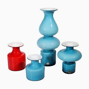 Danish Carnaby Overlay Glass Vases by Per Lütken for Holmegaard, 1968, Set of 4