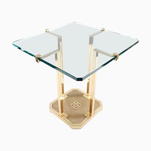Side Table in Polished Brass and Glass by Peter Ghyczy for Ghyczy + Co., 1970