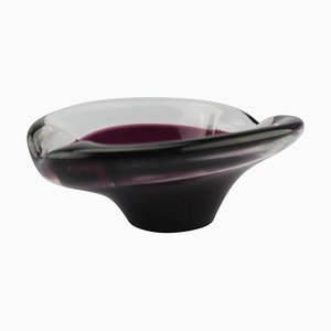 Small Vintage French Deep Purple Heavy Glass Bowl from Bayel, 1960s