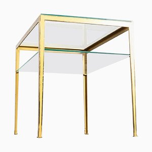 Side Table with Brass Frame and Glass Top from Münchener Werkstatten, 1960s