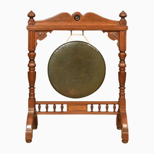 Large Walnut Framed Dinner Gong, 1890s