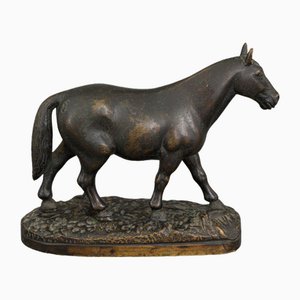 19th Century Bronze Draft Horse in Dark Brown Patina