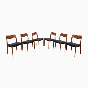 Mid-Century Model 71 Dining Chairs by Neils Moller from J.L. Møllers, 1960s, Set of 6