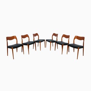 Mid-Century Modell 71 Esszimmerstühle von Neils Moller von JL Møllers, 1960er, 6 . Set