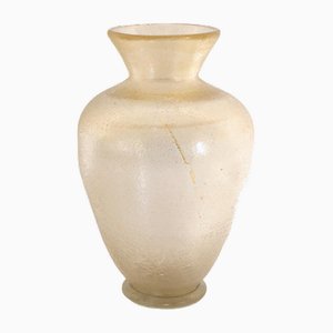 Vaso vintage in vetro di Murano dorato, attribuito a Seguso, Italia