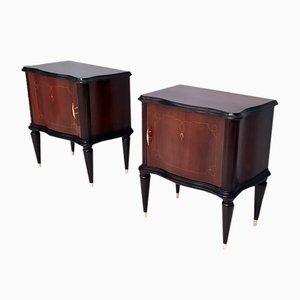 Vintage Walnut Nightstands with in the style of Tomaso Buzzi, Italy, Set of 2
