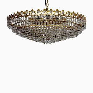 Brass & Lead Crystal Chandelier from Preico, 1970s