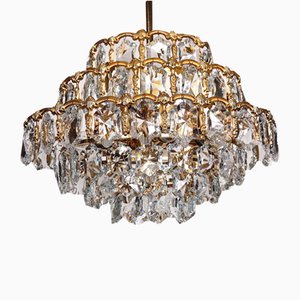 Lustre en Laiton et Cristal de Plomb de Schröder and Co., 1960s