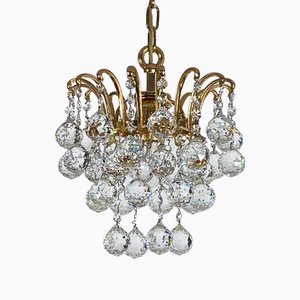 Brass & Lead Crystal Chandelier from Schröder and Co., 1970s