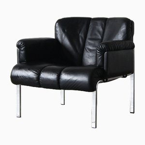 Girsberger Euro Chair in Black Leather by Hans Eichenberger