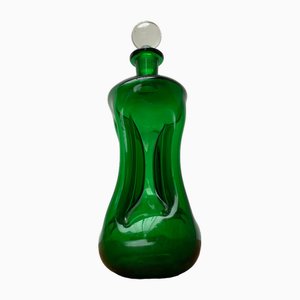 Botella Kluk Kluk danesa vintage de vidrio verde de Holmegaard, años 70