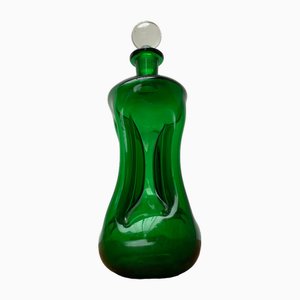 Vintage Danish Green Glass Kluk Kluk Bottle from Holmegaard, 1970s