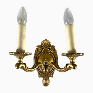 Vintage Double-Arm Wall Sconce in Gilt Bronze, 20th Century