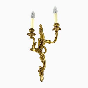 Large Vintage Double-Arm Wall Sconce in Gilt Bronze, 20th Century