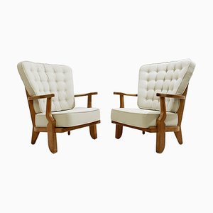 Mid-Century Grand Repos Madame Armchairs by Guillerme et Chambron, 1950s, Set of 2