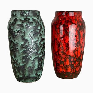 Super Color Crusty Fat Lava Vases attributed to Scheurich, Germany, 1970s, Set of 2