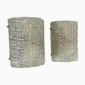 Ice Glass Wall Lights in the style of Kalmar, Germany, 1970s, Set of 2