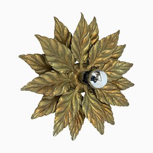 Florentine Golden Leaf Wall Light from Hans Kögl, Italy, 1970s