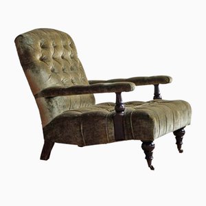 Open Armchair in Green Velvet by George Smith