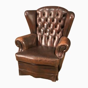 Fauteuil en Cuir Marron, Angleterre, 1970s