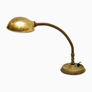 Lampe de Bureau Antique à Col de Cygne en Laiton, 1910s