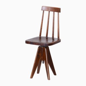 Mid-Century Brown Beech Swivel Chair, 1960s