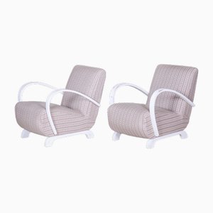 Art Deco White Beech Armchairs, Czechia, 1930s, Set of 2