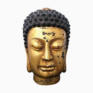 Cabeza de Buda Ming lacada en oro, década de 1900