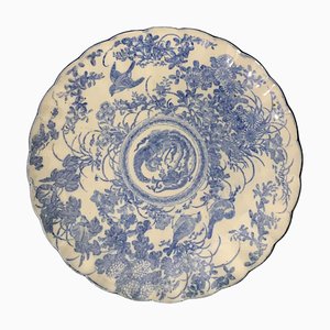 Assiette Milieu du 19ème Siècle Inspirée par la Famille Bleue, 1850s