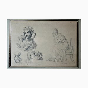 Artista del Imperio, Dibujo preparatorio, Siglo XIX, Lápiz sobre papel