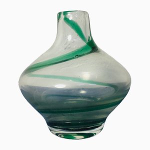 Vase Mid-Century en Verre avec Motif en Spirale, 1970s