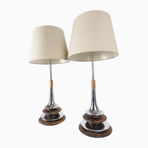 Wooden and Chromed Lamps from Laurel, 1960s, Set of 2