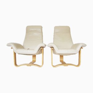 Set of Vintage Scandinavian Beige Manta Lounge Chairs by Ingmar Relling for Westnofa, Norway, 1970s