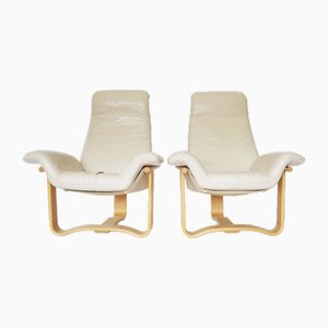 Vintage Scandinavian Beige Manta Lounge Chairs by Ingmar Relling for Westnofa, Norway, 1970s, Set of 2