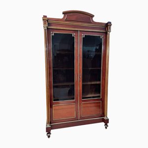 French Louis XVI Style Mahogany 2-Door Display Cabinet with Bronze Detailing, 1870