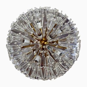 Emil Stejnar zugeschriebene österreichische Sputnik Crystal Flowers Deckenlampe für Rupert Nikoll, 1950er