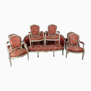 Louis XVI Salon Chairs and Sofa, Set of 7