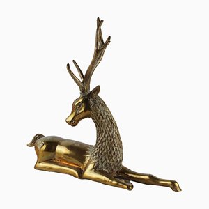 Hollywood Regency Polished Brass Deer