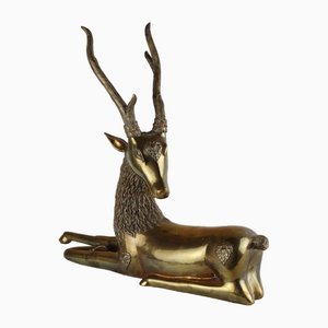 Hollywood Regency Polished Brass Deer