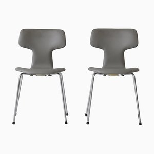 Set of Model 3103 T-Chairs in Leather and Steel by Arne Jacobsen for Fritz Hansen, 1970s