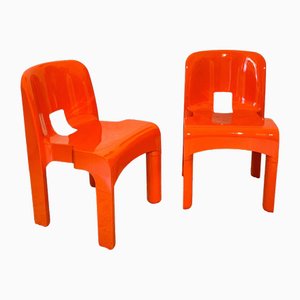 Chaises Orange Modèle 4867 en Plastique Moulé par Joe Colombo pour Kartell, 1960s, Set de 2