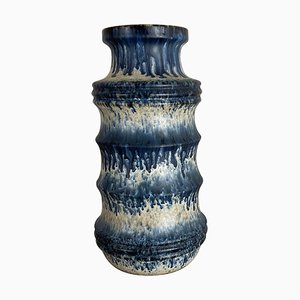 Vase Fat Lava Zigzag Bleu Multicolore de Scheurich, Allemagne Wgp, 1970s