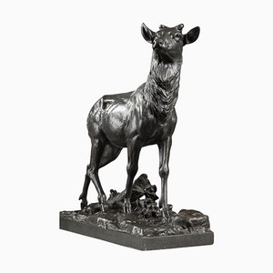 Bronze Sculpture Big Stag After Its Moult from C. Paillet, 1910s