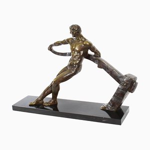 Maurice Guiraud-Rivière, Art Deco Figur eines Flussfahrers, 1920er, Bronze