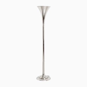 Art Deco Tall Chrome Trumpeted Uplighter on Stepped Circular Base c.1930