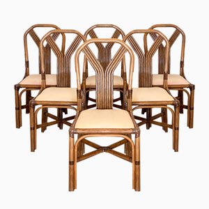 Bamboo & Leather Chairs from McGuires, Set of 6