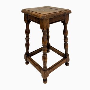 Early 20th Century French Rustic Oak Stool, 1920s