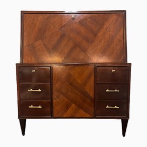 Vintage Klapp Sideboard mit Nussholz Intarsien, 1950er