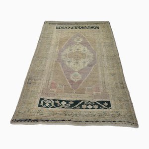 Anatolian Tribal Ecru and Green Wool Rug