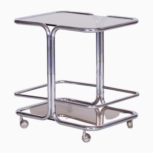 Mid-Century Chrome Serving Trolley in Smoked Glass, Czechia, 1960s